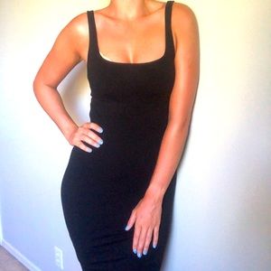 Black Knee Length Bodycon Dress